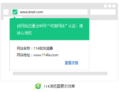 可信網(wǎng)站-114瀏覽器-展示效果